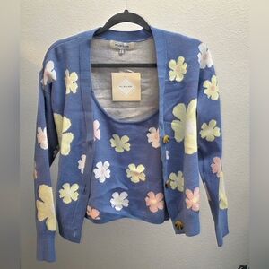 Willow & Wind Sweater Flower Cardigan Button Up Daisy Medium